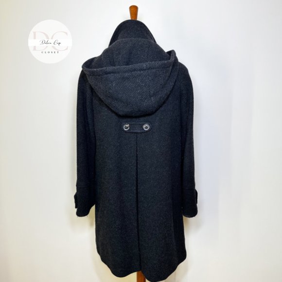 MASSIMO DUTTI Long Pea Coat Belled Sleeves Size 26 US - Picture 4 of 13